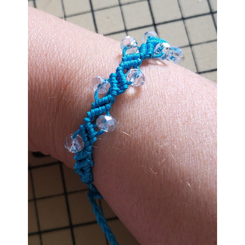 Blue Macrame Beaded Bracelet