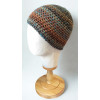 Beanie Hat - Crocheted - Brown and Teal