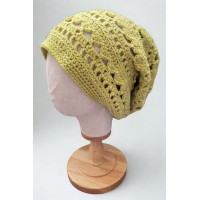 Slouch Hat - Crocheted - Lime Green