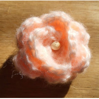 Brooch - Crocheted Flower, Peach