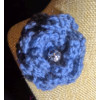 Brooch - Crocheted Flower, Denim Blue