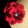 Brooch - Crocheted Flower, Dark Red