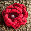 Brooch - Crocheted Flower, Dark Red