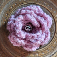 Brooch - Crocheted Flower, Dusky Pink