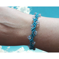 Macrame Beaded Bracelet in Blue, 1