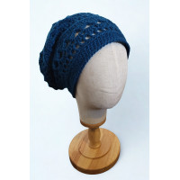 Slouch Hat - Crocheted - Petrol Blue
