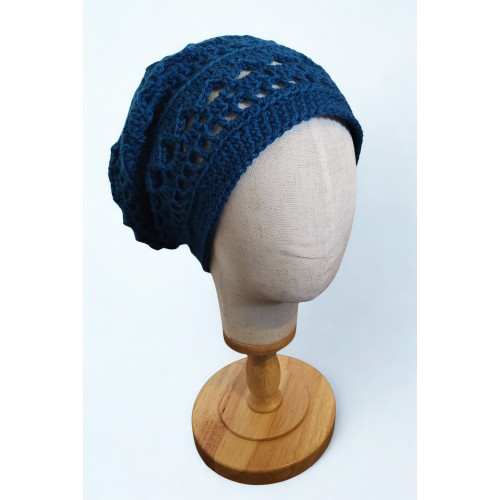 Slouch Hat - Crocheted - Petrol Blue